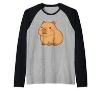 Cute Kawaii Capybara Adorable Animal, Lover Chibi Pet Raglan Baseball Tee