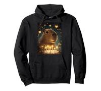 Cute Kawaii Capybara Birthday Cake Candles Butterflies Magic Pullover Hoodie