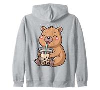 Cute Kawaii Capybara Boba Drinking Boba Kawaii Bubble Tea Zip Hoodie