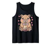Cute Kawaii Capybara Drinking Bubble Tea Boba Lover Girls Tank Top