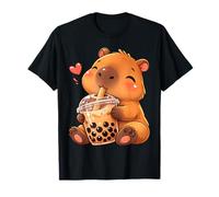 Cute Kawaii Capybara Drinks Boba Bubble Tea Kawaii Aesthetic T-Shirt