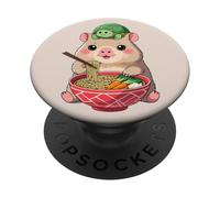 Cute Kawaii Capybara Eating Noodles with Turtle on Head PopSockets Adhesive PopGrip