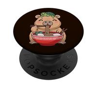 Cute Kawaii Capybara Eating Noodles with Turtle on Head PopSockets Adhesive PopGrip