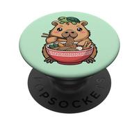 Cute Kawaii Capybara Eating Noodles with Turtle on Head PopSockets Adhesive PopGrip