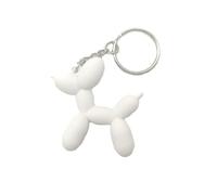 Cute Kawaii Cartoon Balloon Dog Keychain keyring rubber - Perfect for Bags, Backpacks, and Keys (White)
