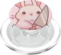 Cute Kawaii Cartoon Coquette Emote Angry Rabbit Bunny Knife PopSockets PopGrip for MagSafe
