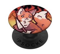 Cute Kawaii Cartoon Coquette Emote Knife and Fire Evil Fox PopSockets Swappable PopGrip