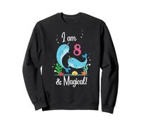Cute Kawaii Cartoon Girls I Am 8 & Magical Narwhal Birthday Sweatshirt