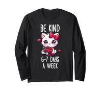 Cute Kawaii Cat Be Kind 6-7 Days A Week Meme Long Sleeve T-Shirt