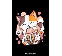 Cute Kawaii Cat Boba Bubble Milk Tea Anime Kitten Notebook: Lined 6x9 120 Pages Notebook ,Cute Anime Girl Diary or Notepad for Sketching and Writing ,Gift for All Anime Lovers