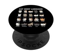 Cute Kawaii Cat Body Language For Kitty Cat Lovers Owners PopSockets Adhesive PopGrip