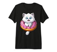 Cute Kawaii Cat Donut Funny Doughnut Premium T-Shirt