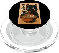 Cute Kawaii Cat Eating Ramen Noodle Retro Japanese Anime Cat PopSockets PopGrip for MagSafe
