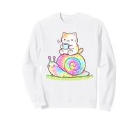 Cute Kawaii Cat Enjoying Tea Tie Dye Artwork Cat Mom Cat Dad Sweatshirt