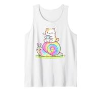 Cute Kawaii Cat Enjoying Tea Tie Dye Artwork Cat Mom Cat Dad Tank Top