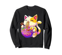 Cute Kawaii Cat Happy Neko Ramen Lover Casual Sweatshirt
