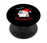 Cute Kawaii Cat Merry Christmas Korean Santa Hat PopSockets Adhesive PopGrip