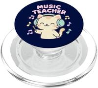 Cute Kawaii Cat Music Elementary Teacher Headphones Design PopSockets PopGrip for MagSafe