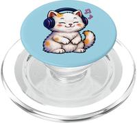 Cute Kawaii Cat Neko Funny Music Kitten Lover Gift Women PopSockets PopGrip for MagSafe