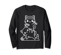 Cute Kawaii Cats Working Out Workout Training Long Sleeve T-Shirt