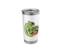 Cute Kawaii Chameleon eats Ramen Noodles with Chopsticks Stainless Steel Insulated Tumbler