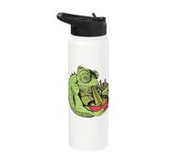 Cute Kawaii Chameleon eats Ramen Noodles with Chopsticks Stainless Steel Insulated Water Bottle