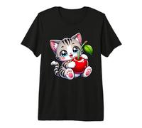 Cute Kawaii Cherry Cat Kitten Cartoon Summer Fruit Lover Premium T-Shirt