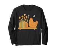 Cute Kawaii Chicken Books Flowers Long Sleeve T-Shirt