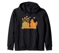 Cute Kawaii Chicken Books Flowers Zip Hoodie