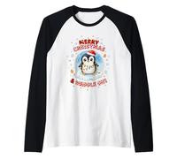 Cute Kawaii Christmas Penguin Merry Christmas and Waddle On Raglan Baseball Tee