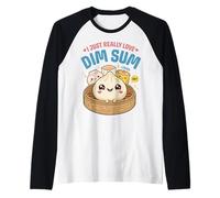 Cute Kawaii Dim Sum Lover Steamed Dumpling Foodie Raglan Baseball Tee