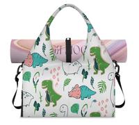Cute Kawaii Dino Sports Duffel Bag for Women Men Funny Dino Weekend Overnight Bag with Shoe Compartment Shoulder Tote Luggage Bag for Yoga Gym Travel