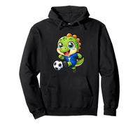 Cute Kawaii Dinosaur Playing Soccer Cartoon Illustration Pullover Hoodie