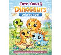 Cute Kawaii Dinosaurs Coloring Book: Soft & Easy Dinosaur Coloring Pages for Kids Ages 4-8
