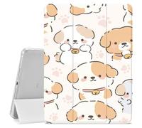Cute Kawaii Dog Printed Case for iPad mini 7th(A17 Pro) 2024 / Mini 6th Generation 8.3" 2021 Protective Case for Girls Boys,Pencil Holder & Clear Back & Trifold Cover for Women Scratchproof Cover
