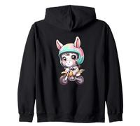 Cute Kawaii Donkey Riding Moto Helmet Zip Hoodie