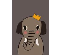 Cute Kawaii Elephant with Crown - Adorable Baby Elephant Illustration