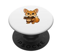 Cute Kawaii Fennec Fox Barista Making Coffee Adorable Anime PopSockets Adhesive PopGrip