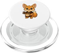 Cute Kawaii Fennec Fox Barista Making Coffee Adorable Anime PopSockets PopGrip for MagSafe