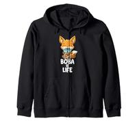 Cute Kawaii Fox Boba Is Life Bubble Tea Lover Zip Hoodie