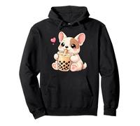 Cute Kawaii French Bulldog Drinks Boba Bubble Tea Kawaii Pullover Hoodie
