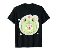 Cute Kawaii Frog Drinks Boba Bubble Tea Kawaii Aesthetic T-Shirt