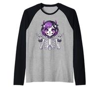 Cute Kawaii Goth Girl Skeleton Punk-Goth Alternative Apparel Raglan Baseball Tee