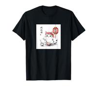 Cute Kawaii Japanese Cat Eating Rice Anime Manga Ramen Funny T-Shirt