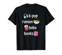 Cute Kawaii K-Pop Ramen Boba Bubble Tea Books Lover T-Shirt