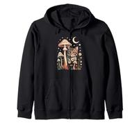 Cute Kawaii Kitten Sitting on a Magical Red Toadstool Zip Hoodie