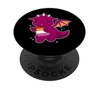Cute Kawaii Lesbian Pride Flag Dragon - Gay Pride PopSockets Swappable PopGrip