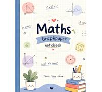 Cute Kawaii Maths Graph Paper Notebook: Large 8.5 x 11 Inch Quad Ruled Notebook with 5x5 Grid Squares, 100 Pages for Maths, Geometry, Algebra, ... Notes, Homework, Classwork & Study Practice