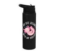 Cute Kawaii My Life Began with My Axolotl Stainless Steel Insulated Water Bottle