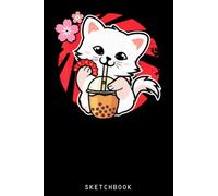 Cute Kawaii Neko Japanese Cat lovers Cat boba tea bubble tea: Size 6x9 120 Blank Pages | Anime Themed Sketchbook for Drawing Sketching and Writing Notes